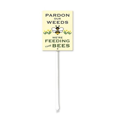 Bidesign (8X12) IN Pardon Our Weeds We Are Feeding the Bees Metal Lawn Sign Stand Yard Sign Dandelion Metal Stakes Outside for Front Yard Garden Grass Tin Signs for Home Decor Outdoor