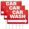 Memorywuu 3 Pack Car Wash (Arrow) Yard Sign 16" x 24" Double Sided Outdoor Yard Signs with Metal Ground Stakes, Corrugated Plastic, Red White Print Yard Signs for Car Wash Business Advertising