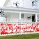 Halloween Bloody Banner Yard Sign, Halloween Handprint Scary Party Decorations Supplies No One Leaves Banner for Hunted House Outdoor Fence Garage Balcony Garden Porch Holiday Background