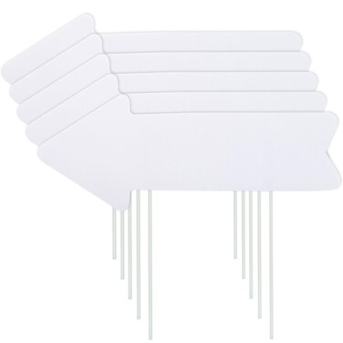 Blank Arrow Signs With Stakes, 5 Pack White Wedding Directional Yard Signs, This Way Arrow Yard Signs for Birthday Party Parking Lot Outdoor Guidepost Decorations, 15.7 x 6 Inches