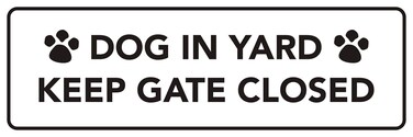 All Quality Standard Dogs in Yard Please Keep Gate Closed Wall or Door Sign - Laser-Engraved Lettering   Durable ABS Plastic   Double-Sided Foam Adhesive Tape (White) - Medium