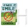 Funny Smile You're On Camera Yard Signs with Stakes, 2 Pack 12"x9" Double-Sided Security Camera Signs with Metal Stakes, Video Surveillance Signs