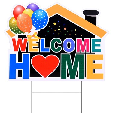Welcome Home Yard Sign Party Decoration, Homecoming Party Welcome Back Home Family Yard Decor with Stakes for Outdoor - Home Welcoming Party Lawn Sign Supplies