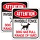 Attention Invisible Fence Dogs Sign - Dog Has Full Range of Yard,2Pack Beware of Dog Signs, 10"x8.6" Animal Safety Sign for Home House, Rust Free Reflective Aluminum, UV Protected, Easy to Mount