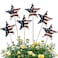Metal Barn Stars Garden Stake Set of 6, American Flag Yard Sign USA Lawn Decoration Indoor Outdoor Patriotic Decor for July 4th Independence Day Memorial Day Party