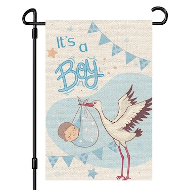 INNORU It's a Boy Garden Flag, Gender Reveal Party Yard Sign, Welcome Baby Boy Baby Shower Party Indoor Outdoor Yard Lawn Sign Decor, Burlap Double Sided