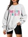 Women Merry and Bright Sweatshirt Christmas Tree Graphic Print Sweatshirt Long Sleeve Pullover Xmas Holiday Top (P4, Large)