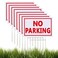 Voittozege 8 Pack No Parking Signs, 8 x 12 Inches Corrugated Plastic Double Sided Sign with Metal H-Stake Plastic Outdoor Signs Waterproof No Parking Signs for Driveways Yard Lawn (White, Red)