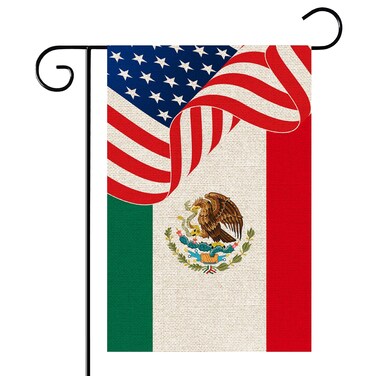 WeBenison America Mexico Garden Flag/America &amp; Mexico Yard House Lawn Sign/National Flag Door Yard Lawn Sign Decor/National Friendship Outdoor Decorations, Double Sided Burlap