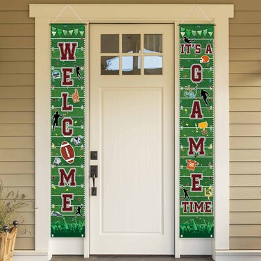 Allenjoy 11.8" x 70.9" American Football Porch Decorations Hanging Banners Set for Boy Birthday Sport Soccer theme Home Wall Outdoor Indoor Polyester