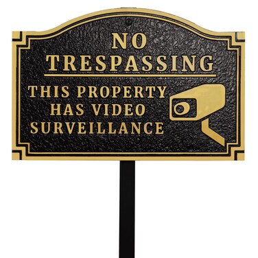 Morgtta No Trespassing - This Property Has Video Surveillance,Home Security Camera Sign with Stakes, Heavy Duty Material, Embossed Letters, 11.5"&times;7.5&rdquo; with 31.5" Post and Upgraded Stainless Screws