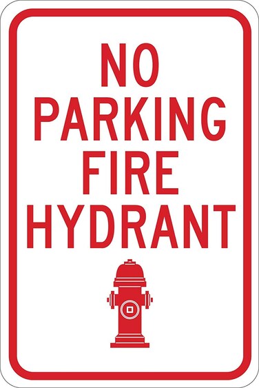 DAOLEG No Parking Fire Hydrant Street Signs Road Yard Warning Decor Notice Sign 8x12 Inch