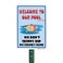 SmartSign 10 x 7 inch &ldquo;Welcome To Our Pool, We Don't Skinny Dip We Chunky Dunk&rdquo; LawnPuppy Yard Sign with 18 inch Stake, 40 mil Laminated Rustproof Aluminum, Multicolor, Set of 1