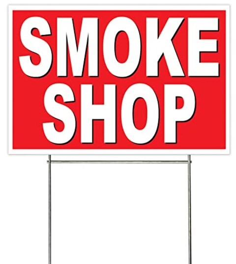4 Less Co 18x12 Inch SMOKE SHOP Yard Lawn Corrugated Sign with Stake rb1s