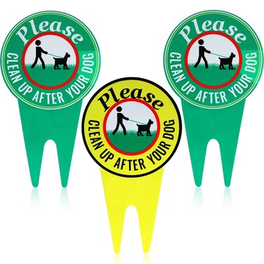 Jetec 3 Pieces Clean up After Your Dog Sign 7.9 x 13.7 Inch No Pooping Dog Signs Pick up After Your Dog Sign for Yard Double Sided Sign Respectful Sign for Yard Outdoor Garden