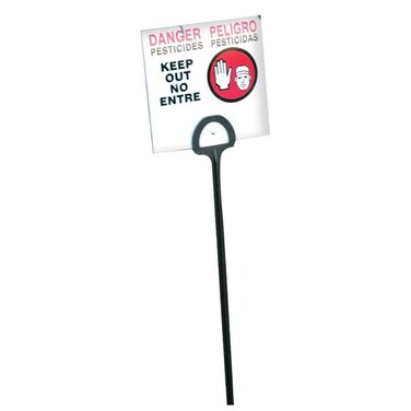 Gemplers WPS Pesticide Warning Sign 5"H x 5"W with 16"L Black Stake, Danger Pesticides Keep Out, Thick-Coated Cardstock, Pack of 25