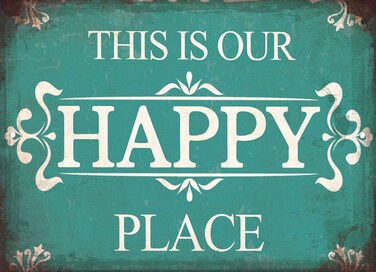 This is Our Happy Place Porch Sign Porch Decor for Home Bar Farmhouse Aluminum Metal Wall Sign 12x8 Inches
