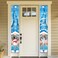 Allenjoy 11.8" x 70.9" Winter Gnome Porch Sign Blue Snowy Party Welcome Xmas Door Yard Banner Polyester Wall Hanging Flags Decors Windproof Home Events Supplies 2PCS