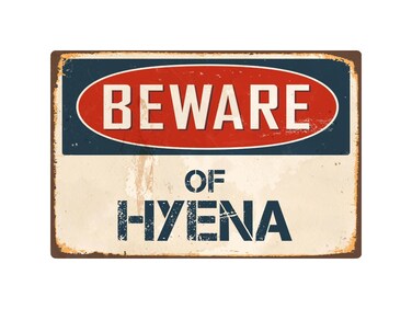 Beware Of Hyena 8&rdquo; x 12&rdquo; Vintage Aluminum Retro Metal Sign VS218