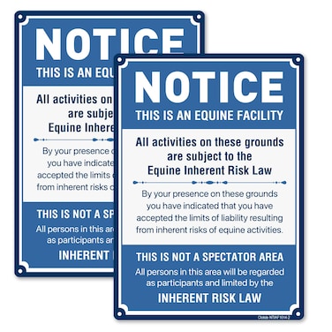 Clotide 2 Pack Equine Liability Sign, 10" x 14" Rust Free Aluminum Metal Statute Horse Barn Stable Farm Sign, UV Protected and Weatherproof, Durable Ink, Easy to Install, Indoor/Outdoors Use