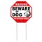 Kichwit Beware of Dog Sign Aluminum, Octagon Shaped, 11.8 x 11.8 Inches, Weather Resistant, Metal Stakes Included