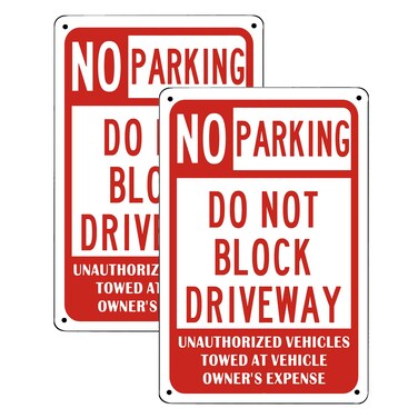 PXIYOU No Parking Sign Do Not Block Driveway Sign Safety Signs Metal Warning Signs Easy Mounting Indoor Outdoor Use 2Pack-8 X 12 Inch