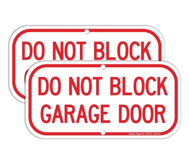 Faittoo (2 Pack) Do Not Block Garage Door Sign, No Parking Sign, Rust Free .40 Aluminum 12 x 6 Inches, UV Protected, Weather Resistant, Waterproof, Durable Ink，Easy to Mount Red and White