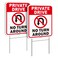 Private Drive Sign, No Turn Around Sign, 2Pack-16" x12" with Metal H-Stakes, Double Sided UV Protected, Weatherproof, Ink Printing, Fade Resistant, Easy to Mount