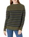 Cable Stitch Women's Striped Mock Neck Cozy Sweater - Soft Long Sleeve Sailor Nautical Style Pullover Knit Top (Medium, Olive)
