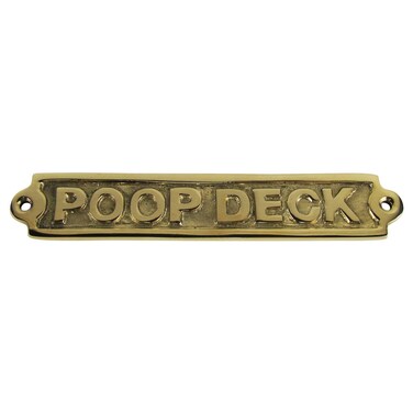 HM Treasure Gurus Solid Brass Poop Deck Boat Sign Decor