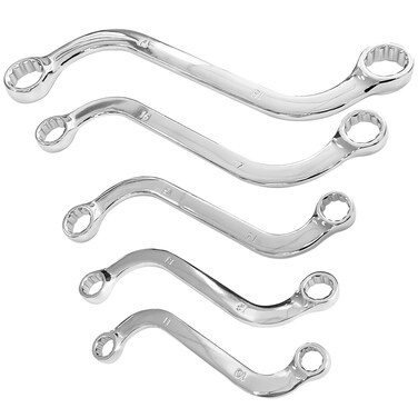 Sutekus S-Style Box Wrench Set Metric S-Style Wrench with Double 12-Point Box Ends,10mm to 19mm S-Shaped Wrench for Vehicle Maintenance Machinery, 5Pcs