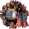CIR OASES 16inch Halloween Mesh Orange Striped Wreath Pumpkin Spider Wooden Wreath Front Porch Patio Decoration Wreath Festive Celebration Party Decoration Wreath