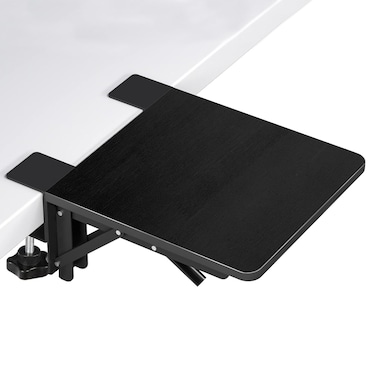 Ergonomic Desk Extender Arm Rest for Desk Desk Extender Foldable Arm Support 9.5x9.1 Inches Table Mount Arm Wrist Rest Shelf Clamp-on Computer Arm Rest for Desk Suitable for Office Home Desks Black