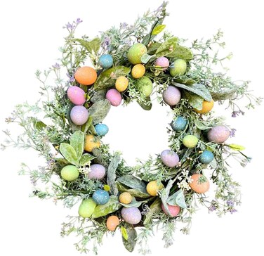 Easter Egg Garland Festival Holiday Wreath Easter Wreath Front Door Wreath Greenery Garland for Easter Spring Outdoor Indoor Decor