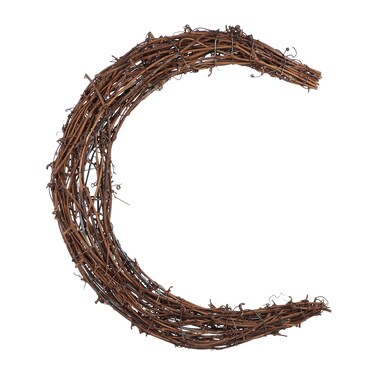PRETYZOOM Natural Rattan Wreath Christmas Grapevine Wreaths DIY Crafts Moon Shape Wreath Grapevine Wreath Vine Branch Wreath Garland Floral Hoop Ring for DIY Crafts
