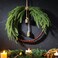 Dingion Norfolk Pine Christmas Wreath with Wood Bead 11.8 in Christmas Norfolk Pine Wreath for Front Door Farmhouse Rustic Xmas Pine Wreath for Window