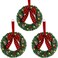 ATDAWN 3 Pack Mini Christmas Wreath, Lighted Christmas Front Door Wreath, Xmas Wreath for Holiday Christmas Party Decorations (Plaid Bow)