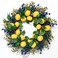 WangLaap Artificial Lemon Wreath - 22 inch Yellow Lemon and Blueberry Fall Wreath with Green Leaves for Front Door, Wall, Home, Holiday, and Farmhouse Window Decoration