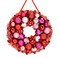 Valentine Day Tinsel Wreath Door Tinsel Wreaths Romantic Red Tinsel Wreath with Heart-Shaped and Round Plastic Balls for Valentines Wedding Birthday Front Door Outdoor
