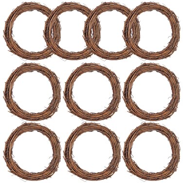 Grapevine Wreath Set, Marrywindix 10 Pieces Natural Vine Branch Wreath Christmas DIY Rattan Wreath Garland for Christmas Holiday Craft Wedding Decor (6 in.)