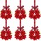 Lyrow 6 Pcs Christmas Wreaths for Kitchen Cabinets Mini Christmas Wreaths with Plaid Bow Ribbon Artificial Poinsettias Hanging Wreaths Small Christmas Wreaths for Windows Front Door Farmhouse