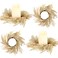 Panelee 4 Pcs Pampas Grass Candle Rings Wreath Faux Pampas Grass Candleholders 3.9 Inch Small Boho Wreath Artificial Greenery Candle Rings for Wedding Home Decor Fall Tabletop Farmhouse Decor