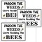 Therwen 3 Pcs Pardon Weeds Feeding Bees Yard Road Sign 12 x 15.8 Inch Double Sided Pardon the Weeds We Are Feeding the Bees Yard Sign Pollinator Garden Sign Save Bees Lawn Signs with Stakes for Decor