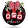 Whaline Valentine's Day Gnome Welcome Sign Wooden Love Heart Hanging Sign with Bow Rustic Farmhouse Wreath Sign Door Decoration for Wedding Anniversary Home Indoor Outdoor Wall Window