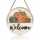 Fall Welcome Door Sign Thanksgiving Day Pumpkin Wreath Autumn Seasonal Harvest Halloween Indoor Outdoor Entrance Door Hanger Greeting Party Decorations 12 X 12 Inches