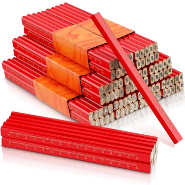 Zonon 100 Pieces Carpenter Pencils, Octagonal Red Hard Black Carpenter Pencils Construction Pencils for Woodworking Marking and Concrete Marking