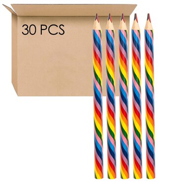 SHIDOW Rainbow Pencils, Rainbow Pencils Blur, Triangular Wooden Rainbow Pencil, Graffiti Pen, Gifts Girl Fancy Practice Supplies Wood Pencil (30PCS)