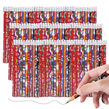 BAISDY 72pcs Christmas Pencils Xmas Wood Pencils with Eraser Includes Snowman Santa Claus Christmas Tree Snowflakes Office School Classroom Party Favors Supplies, 12 Styles