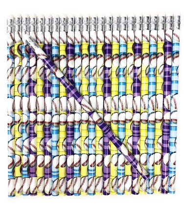 Lucky Pine Baseball Pencils, Kids Sport Pencils (24 pencil set)