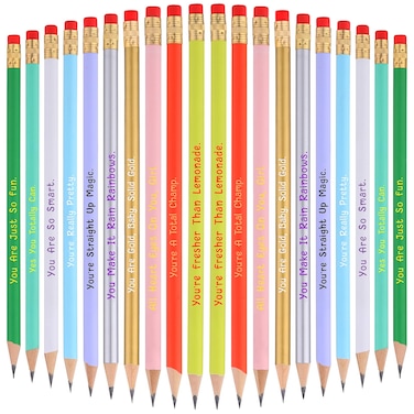 Zonon 20 Pcs Personalized Pencils for Kids Funny Pencils Graphite Pencils Compliment Pencils with Motivational Sayings Cute Pencils with Erasers Positive Quotes for School and Office